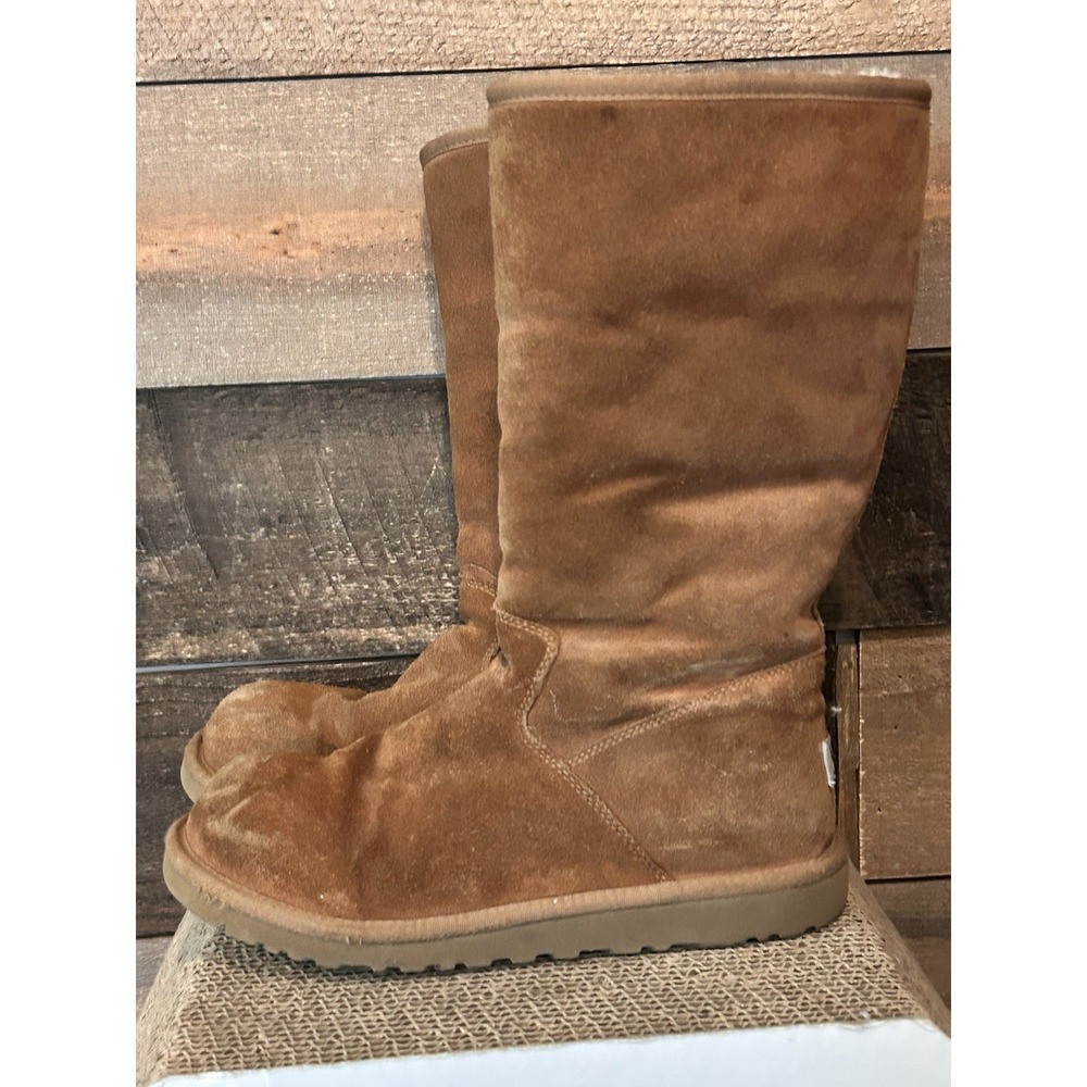 UGG Australia Womens 5983 Chestnut Suede Shearling Lined‎ Side Zip Boots Size 6